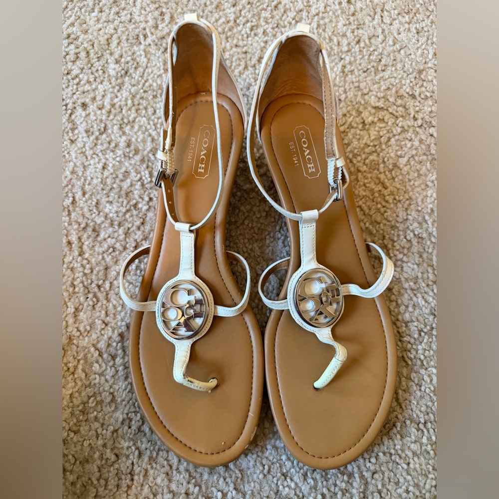 Coach white  Sandals with Silver Accents